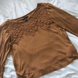TAN CROPPED TOP WITH BEAUTIFUL DESIGN